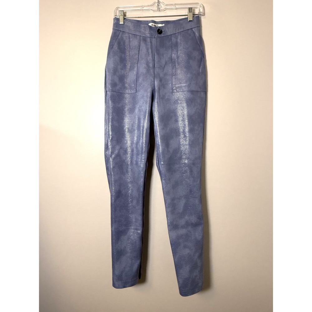 4th & Reckless Helene Faux Crocodile Trousers Pants Blue Croc Lined Women's M